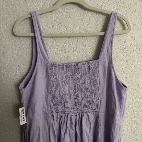Old Navy Fit & Flare Linen-Blend Midi Dress Cute Lavender Aura Purple XL NWT - Picture 5 of 7